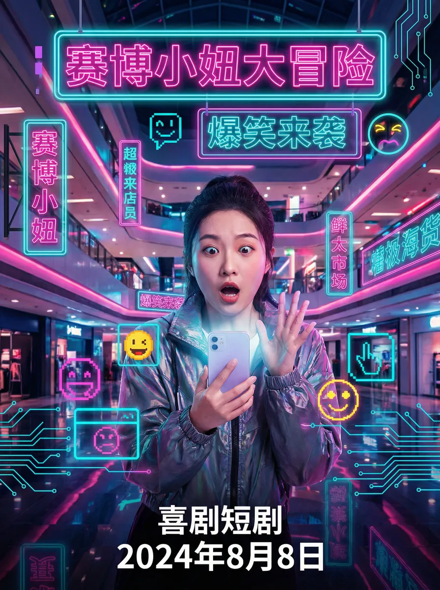 麻斗视频 搞笑喜剧短剧 - 赛博小妞大冒险海报